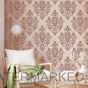 Beautiful Damask Wall Stencil in pink