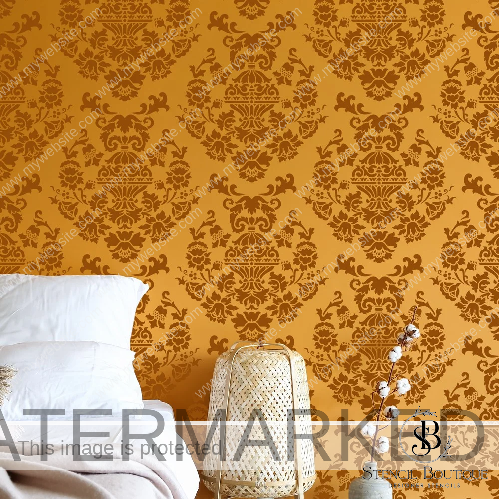 Bursa Indian Floral Wall Stencil