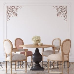 Pearl Leafy Damask Corner Stencil