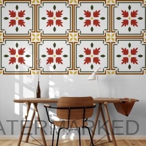 Retro Leafy Tile Stencil